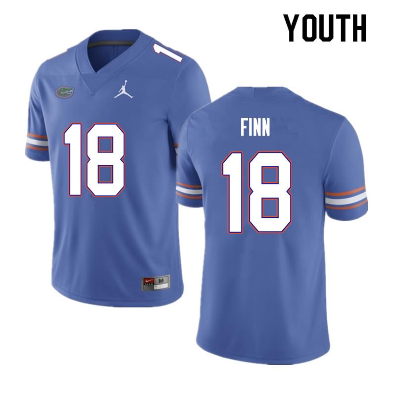 Youth NCAA Florida Gators Jacob Finn #18 Stitched Authentic Nike Blue College Football Jersey XXG8865QH